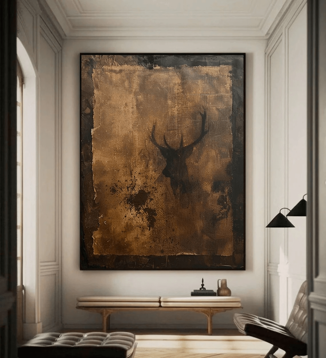Abstract Wabi - Sabi Deer Head Oil Painting SR0044 - Viral Wall Art